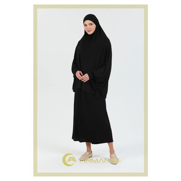 Pamuklu Iki Parça Kollu Namaz Ve Ümre Elbisesi. - Pembe - Standart - Görsel 5