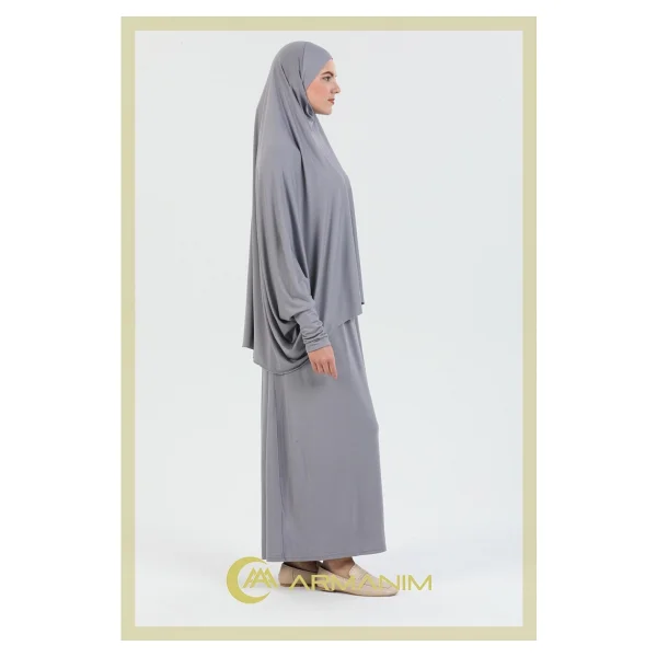 Pamuklu Iki Parça Kollu Namaz Ve Ümre Elbisesi. - Pembe - Standart - Görsel 7