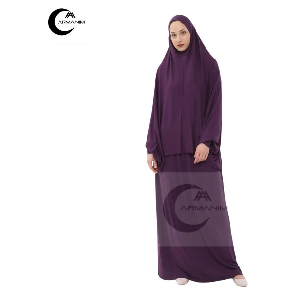 Pamuklu Iki Parça Kollu Namaz Ve Ümre Elbisesi. - Pembe - Standart - Görsel 8