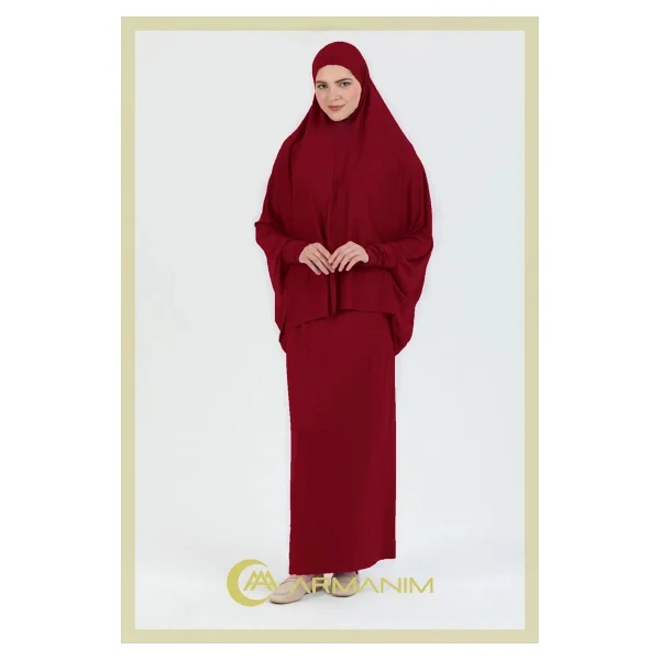 Pamuklu Iki Parça Kollu Namaz Ve Ümre Elbisesi. - Pembe - Standart - Görsel 9