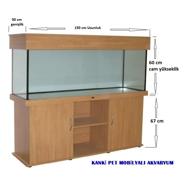 Kanki Pet 150 Cm Mdf Mobilyalı Akvaryum 150x50x60 Cm(Raflı) - Görsel 2