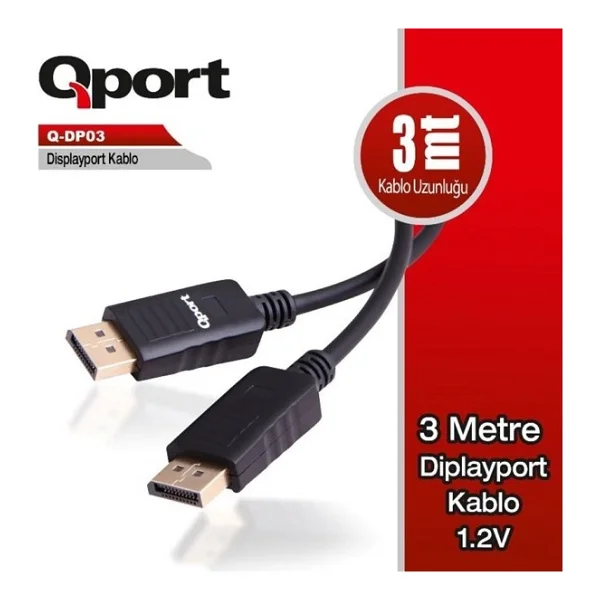 Qport Q-Dp03 3 M Displayport Kablo - Görsel 2