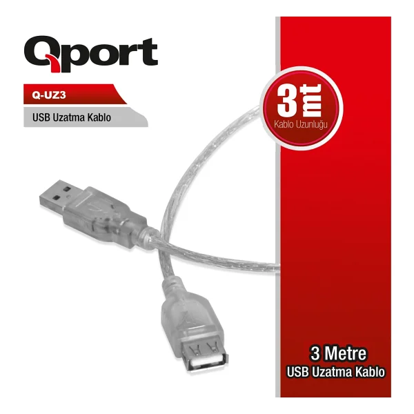 Qport Q-Uz3 3 M USB 2.0 Uzatma Kablosu - Görsel 2