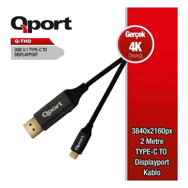 Qport Q-Thd Type-C To Displayport Dönüştürücü - Görsel 3