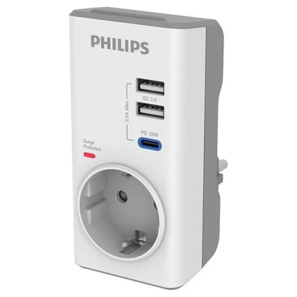Philips Chp8010w/10 380 Joule Type-C Usb'li Kablosuz Akım Korumalı Priz - Görsel 2