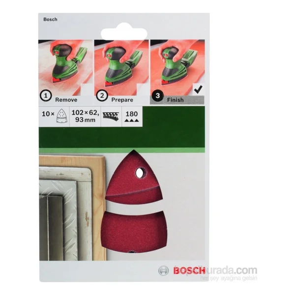 Bosch - Multi Zımpara Kağıdı 10'lu, 102 X 62/93 Mm 180 Kum 11 Delik - Görsel 4