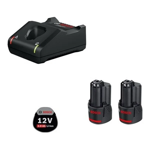Bosch 2 x GBA 12 V 2 Ah Yedek Akü + GAL 12V-40 Şarj Cihazı - Görsel 3
