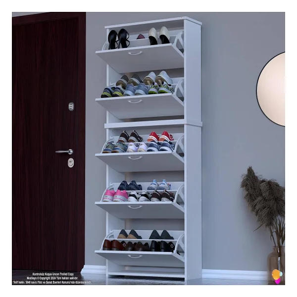 Modilayn Verve Antre 72 X194x 26 Cm' Lik 5 Düşer Kapak 10 Göz Bölmeli Ayakkabılık - Görsel 10