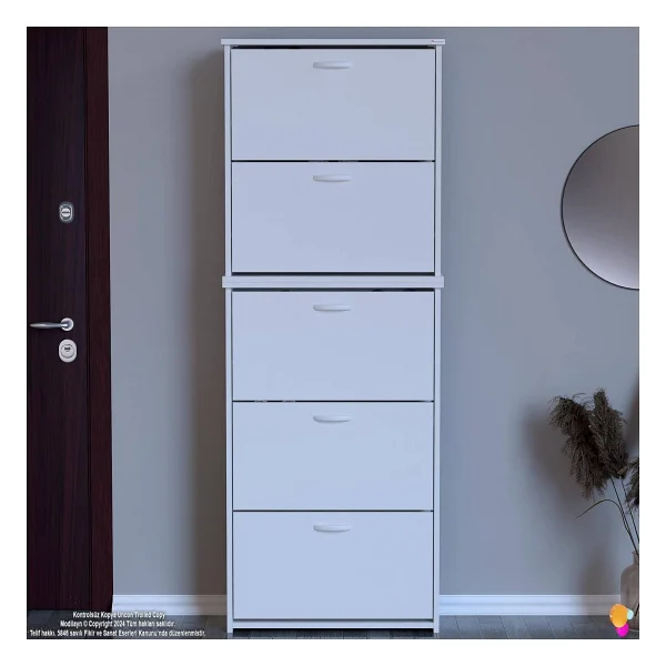 Modilayn Verve Antre 72 X194x 26 Cm' Lik 5 Düşer Kapak 10 Göz Bölmeli Ayakkabılık - Görsel 4