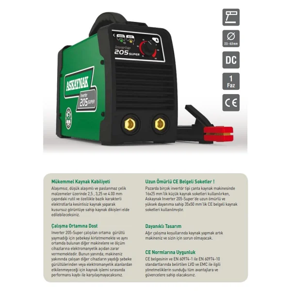 Askaynak Inverter 205 Super 180 A Elektrot Kaynak Makinesi - Görsel 2