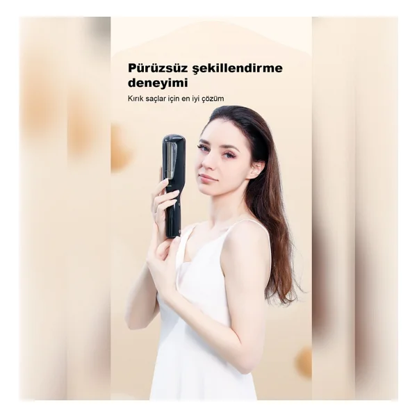 2 In 1 Negatif Iyon Teknolojili Saç Kırık Alma Makinesi Lcd Ekran ( Şarjlı Kablosuz Stantlı ) - Siyah - Görsel 2