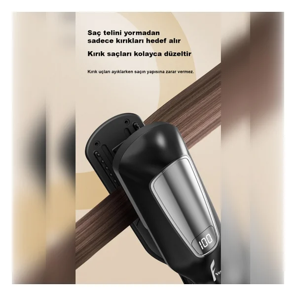 2 In 1 Negatif Iyon Teknolojili Saç Kırık Alma Makinesi Lcd Ekran ( Şarjlı Kablosuz Stantlı ) - Siyah - Görsel 3