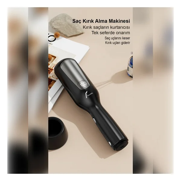 2 In 1 Negatif Iyon Teknolojili Saç Kırık Alma Makinesi Lcd Ekran ( Şarjlı Kablosuz Stantlı ) - Siyah - Görsel 4