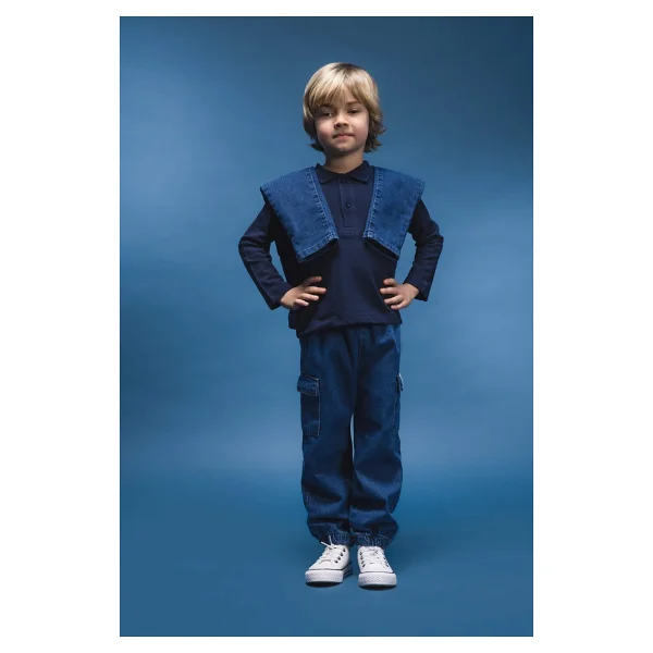 Defacto Erkek Bebek Esnek Bantlı Paça Jean Pantolon D7769a525sp - 18 - 24 Ay - Mavi-Nm28 - Görsel 2