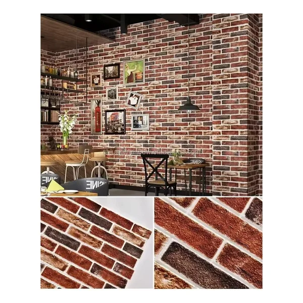 Renkli Duvarlar 70x70cm 1 Adet Silinebilir Yapışkanlı Çok Renkli Tuğla Desen Salon Şömine Duvar Kağıdı Paneli Nw149 - Görsel 2