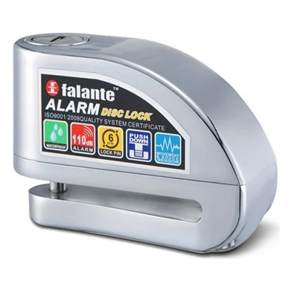 Alarmlı Motosiklet Bisiklet Disk Kilidi Falante Locks Fs8303 Krom (Kablosuz) - Standart - Görsel 6