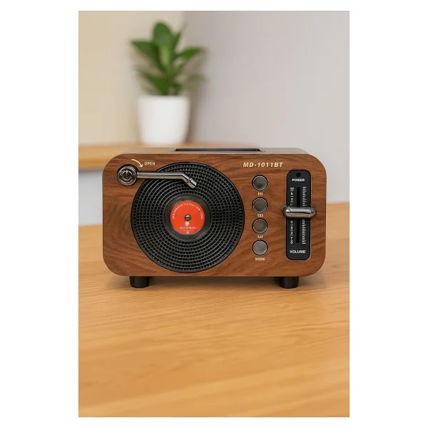 Coverzone Mini Boy Retro Bluetooth Radyo Hoparlör - Cz1011bt Klasik Tasarım, Kablosuz Bağlantı, Güçlü Ses, Uzun Pil Ömrü, Taşınabilir Hoparlör Cz1011bt 360 X 140 X 120 Mm (Cz1011bt - Kahverengi) - Görsel 5