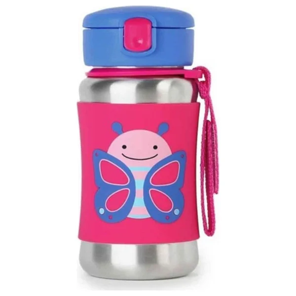 Skip Hop Zoo Kelebek 350 Ml Pipetli Paslanmaz Çelik Suluk - Görsel 5