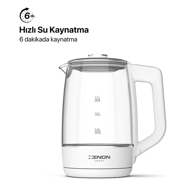 Xenon Smart X7103 2200 W Beyaz 1.7 Lt Cam Kettle - Görsel 2