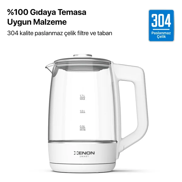 Xenon Smart X7103 2200 W Beyaz 1.7 Lt Cam Kettle - Görsel 5
