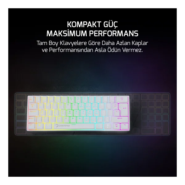 Gamepower Lyra 60m Beyaz RGB Tkl Blue Switch Kablolu Mekanik Oyuncu Klavyesi - Görsel 3