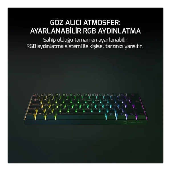 Gamepower Lyra 60m Siyah RGB Tkl Blue Switch Kablolu Mekanik Oyuncu Klavyesi - Görsel 2