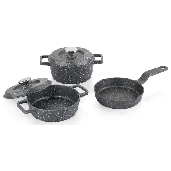 Schafer Retro Cast Gri 5 Parça Mini Döküm Tencere Seti - Görsel 3