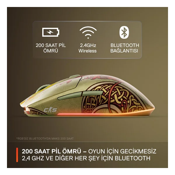 Steelseries Cs2 Dragon Lore Edition Şarjlı Optik Kablosuz Oyuncu Mouse - Görsel 5
