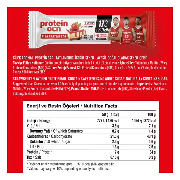 Proteinocean Protein Bar - Strawberry Cheesecake Aromalı - 50 Gr X 8 Adet - Görsel 2