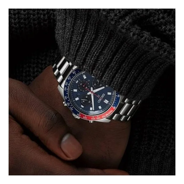 Seiko Prospex Speedtimer Ssc913 Çelik Kordon Mavi-Kırmızı Erkek Kol Saati - Görsel 5