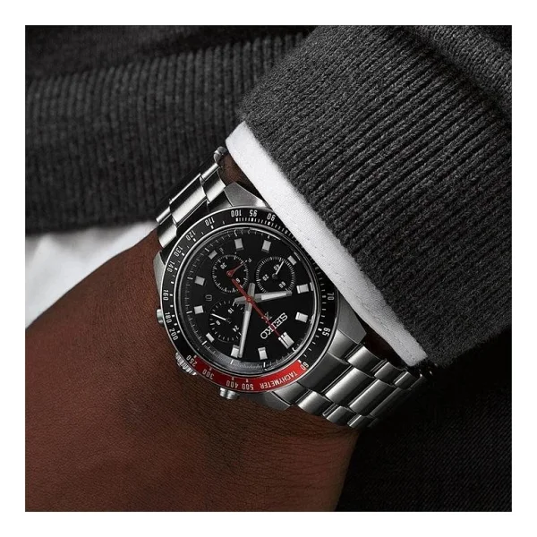 Seiko Prospex Speedtimer Ssc915 Çelik Kordon Siyah-Kırmızı Erkek Kol Saati - Görsel 7
