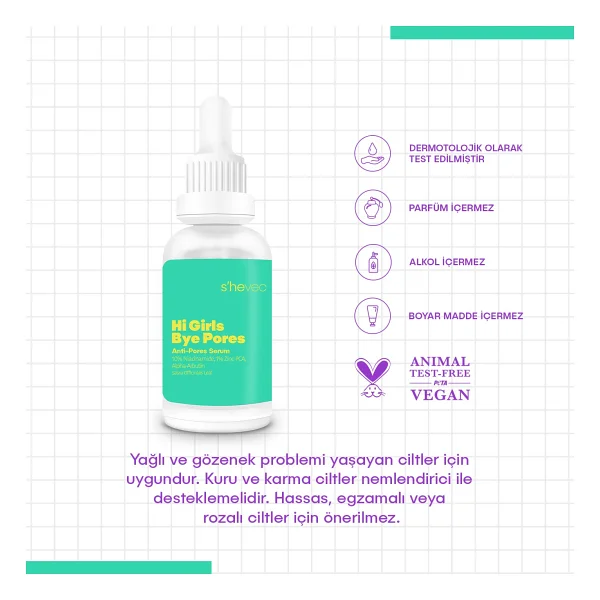 She Vec Hi Girls Bye Pores %10 Niacinamide + %1 Zinc Pca Yüz Serumu 30 Ml - Görsel 6
