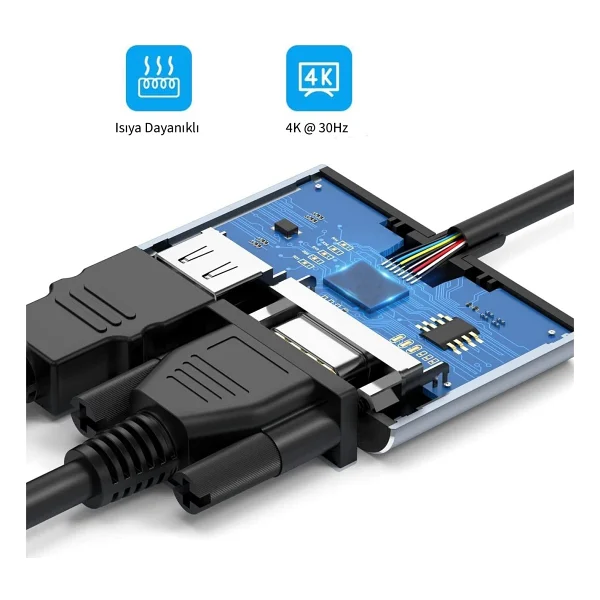 Inca Itpc-06tx Type-C Hub X4 Hdmı 4k@30 Hz+ Vga+ USB 3.0+Pd 100w Aluminyum Kasa - Görsel 8