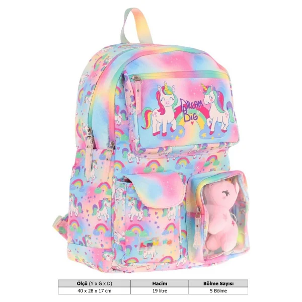 Kaukko Kids L5243 Plush Unicorn Okul Sırt Çantası - Görsel 5