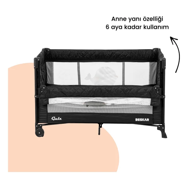 Gulz Beskar Anne Yanı Sallanır Alt Açmalı Oyun Parkı 70X120 cm + YATAK - Görsel 4