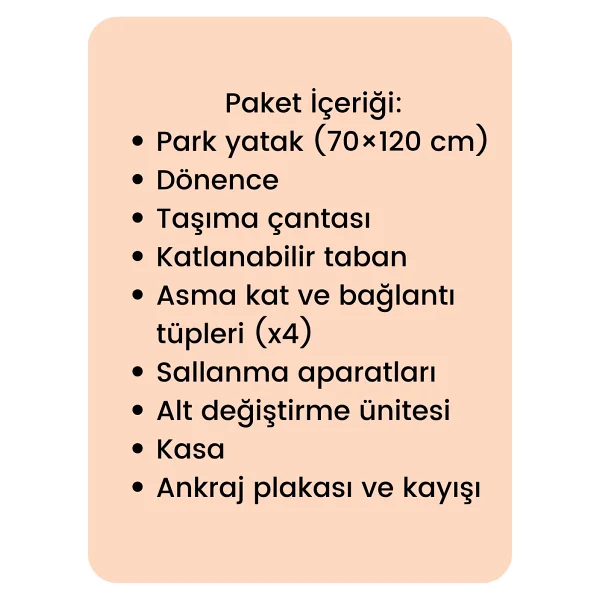 Gulz Beskar Anne Yanı Sallanır Alt Açmalı Oyun Parkı 70X120 cm + YATAK - Görsel 5