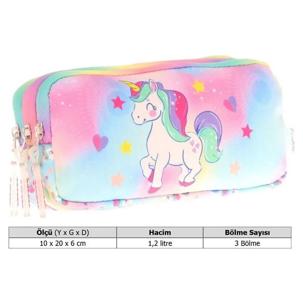 Kaukko Kids L8243 Plush Unicorn 3 Bölmeli Kalemlik - Görsel 3
