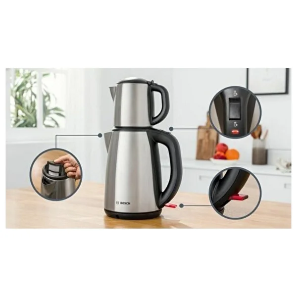 Bosch Tta5883 1800 W Çelik Demlikli Çay Makinesi - Görsel 6