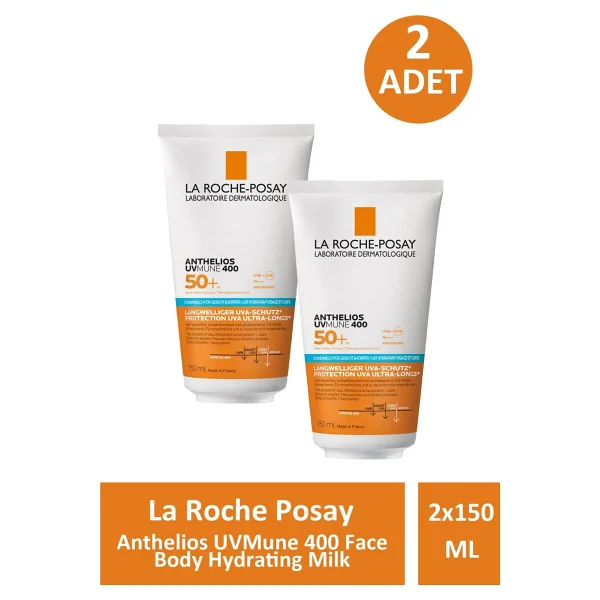 La Roche-Posay Anthelios Uvmune 400 Nemlendirici Yüz Ve Vücut 150 Ml 2 Adet 50 Faktör Güneş Sütü - Görsel 2