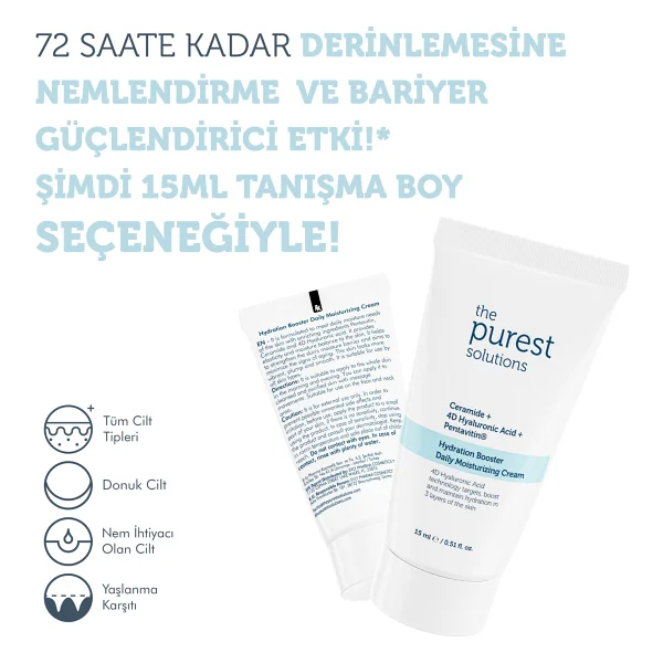 The Purest Solutions Yoğun Nemlendirici Krem Cilt Bakım Seti 50 Ml + 15 Ml Tanışma Boy Vegan Formül - Görsel 3