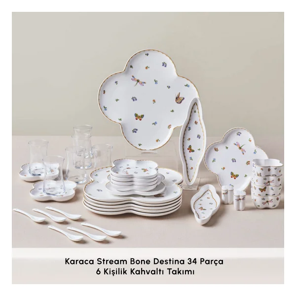 Karaca Stream Bone Destina 34 Parça 6 Kişilik Kahvaltı Takımı - Görsel 3