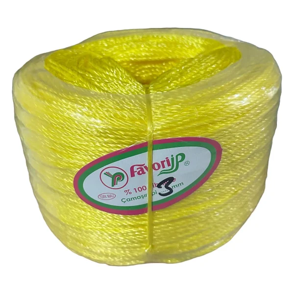 Favori Ip Halat Fh03 Pp Naylon Burgulu Örgü Çamaşır Ipi - Sarı - 100 Metre - 10 Adet - Görsel 2