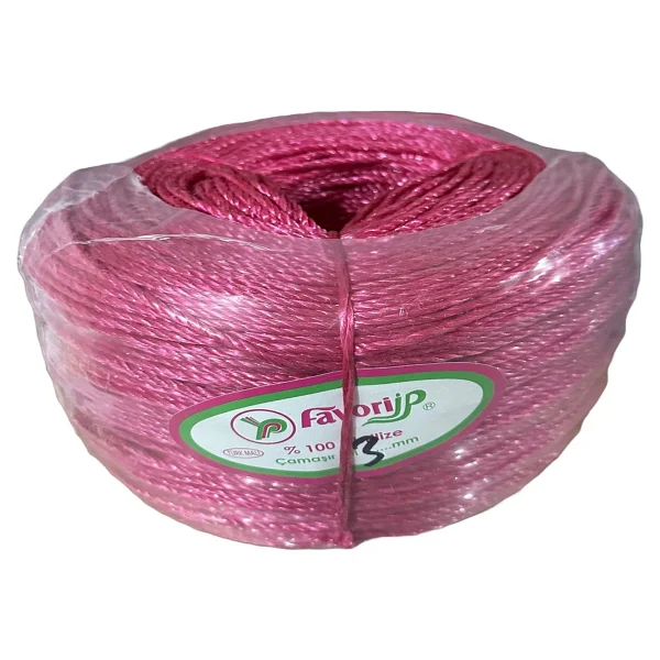 Favori Ip Halat Fh03 Pp Naylon Burgulu Örgü Çamaşır Ipi - Pembe - 100 Metre - 10 Adet - Görsel 2