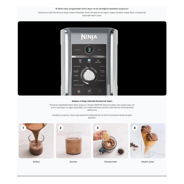 Ninja Creami Deluxe 10in1 Inox Frozen Ve Dondurma Makinesi - Görsel 4