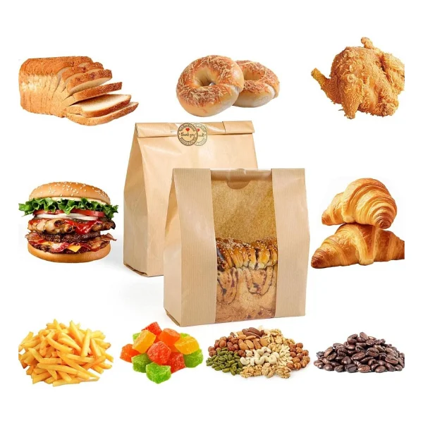 100 Adet 17x30 Pencereli Kraft Kese Kağıdı Gıdaya Uygun Poğaça Tost Sandviç Simit Kağıdı - Görsel 5