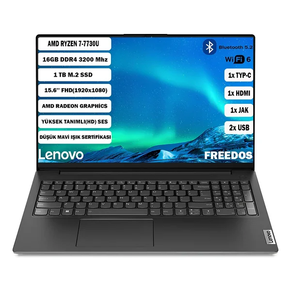 Lenovo V15 G4 Abp AMD Ryzen 7 7730u 16 GB 1 TB SSD 15,6" FHD Freedos Taşınabilir Bilgisayar 82yy0012tr+161 - Görsel 6