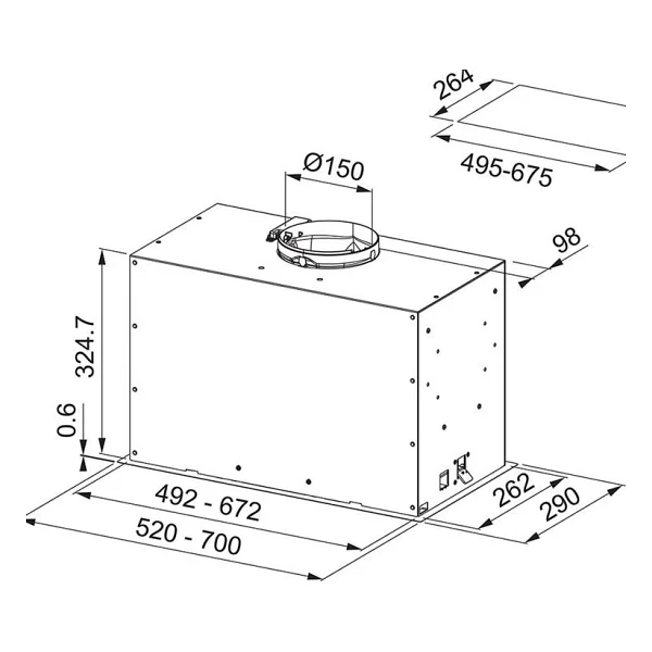 Franke Box Flush Evo Fbfe Bk Matt A70 Matte Black Ankastre Aspiratör - Görsel 2