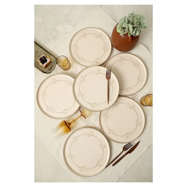 Keramika Taupe Bloom Nordic 22528 28 cm 6'lı Servis Tabağı - Görsel 6