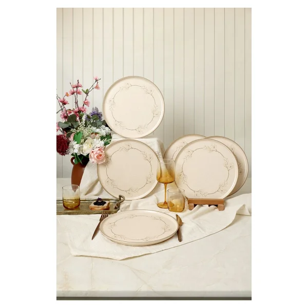 Keramika Taupe Bloom Nordic 22528 28 cm 6'lı Servis Tabağı - Görsel 3
