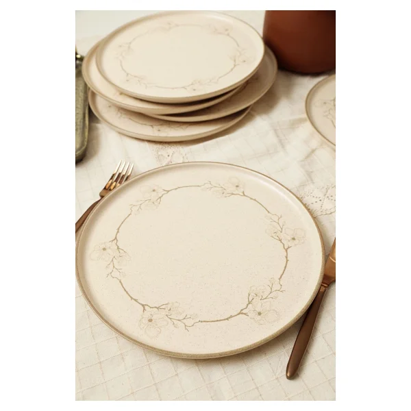 Keramika Taupe Bloom Nordic 22528 28 cm 6'lı Servis Tabağı - Görsel 4